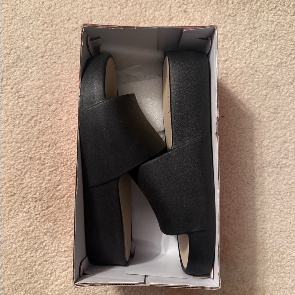 Corkys Black Platform Slide Sandals - Womens